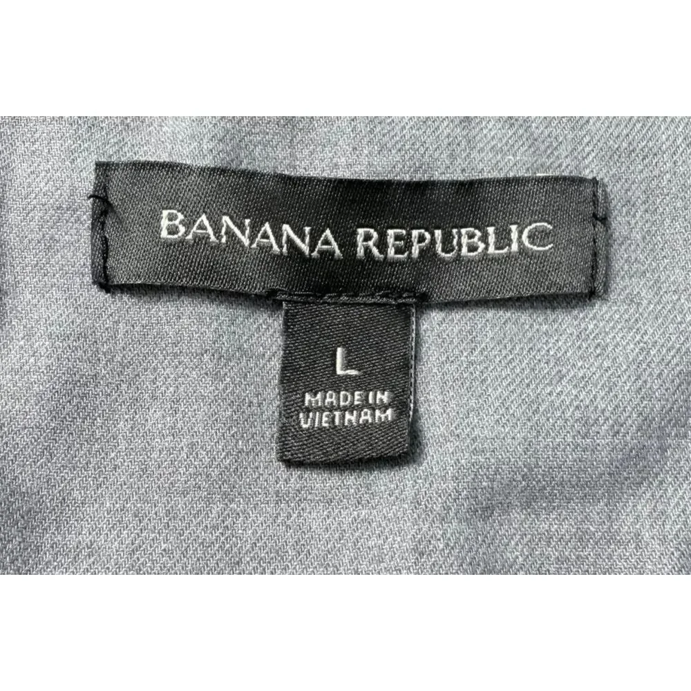 Banana Republic Men’s L 1/4 Button Pullover Textured Henley Sweater Blue Gray